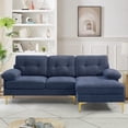 thumbnail image 1 of Modern Linen Fabric L-Shaped Couch 4-Seat Sofa Sectional,82.7'' Upholstered Sofa,Convertible Sectional Sofa Couch with Chaise(Dark Blue), 1 of 10