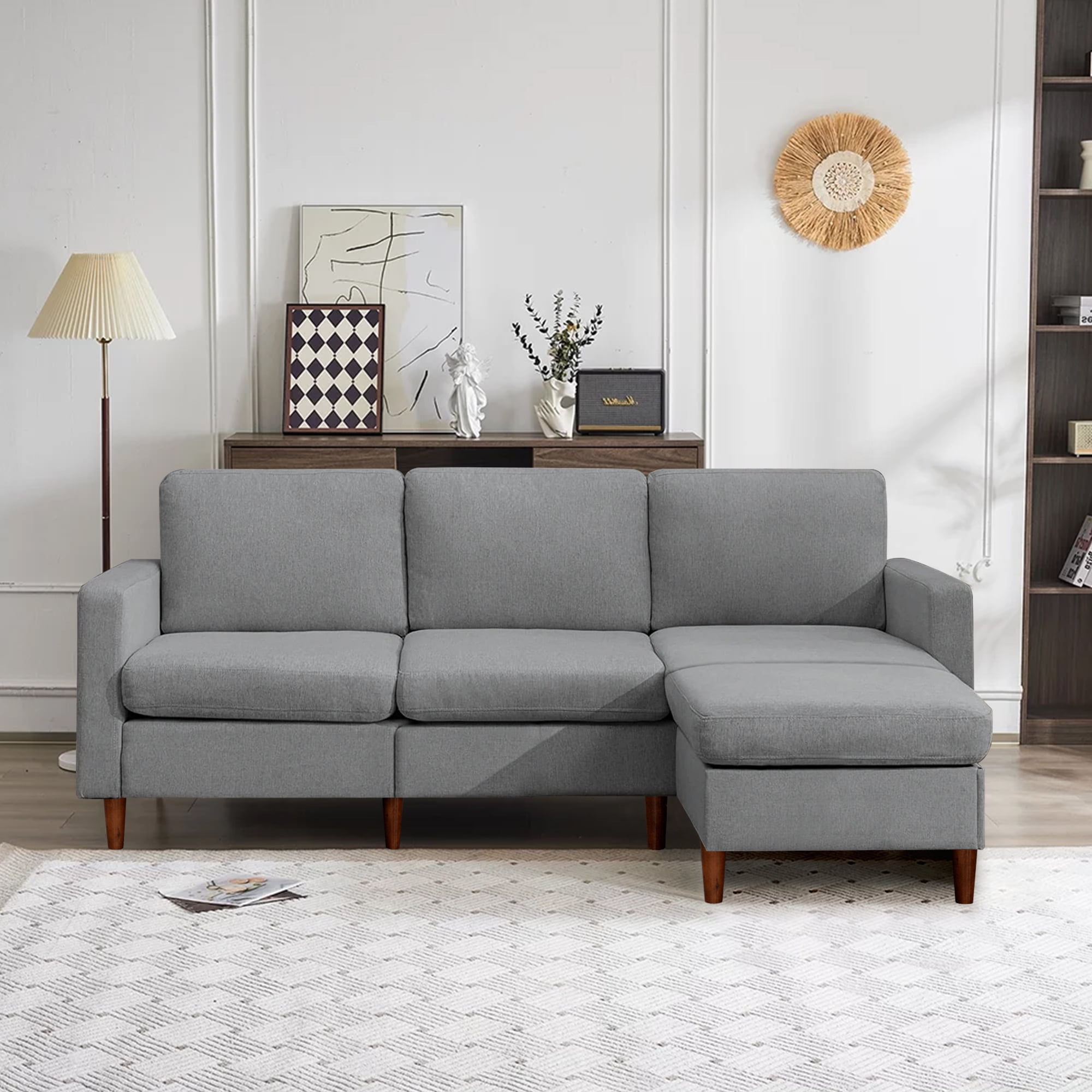 A closer look at Linen Fabric Sectional Sofa Modern