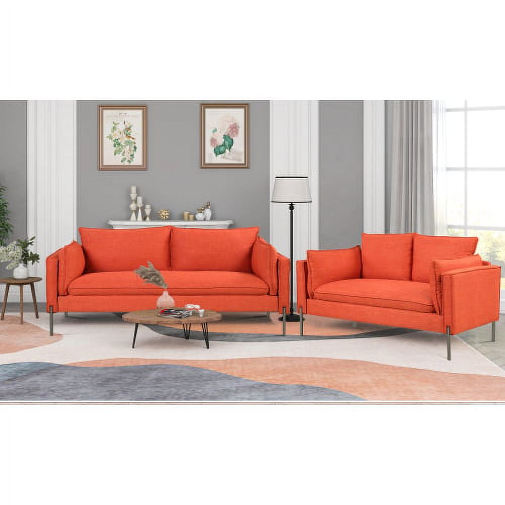 Modern Linen Fabric Sofa Set, 2 Piece Sofa Sets, MidCentury Sofa with
