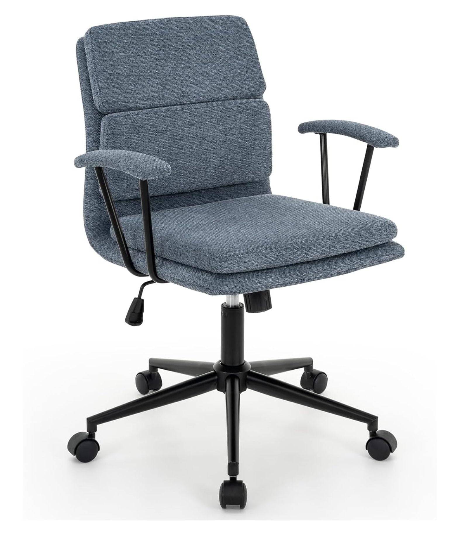 Modern Linen Office Chair with Removable Padded Armrests, Premium