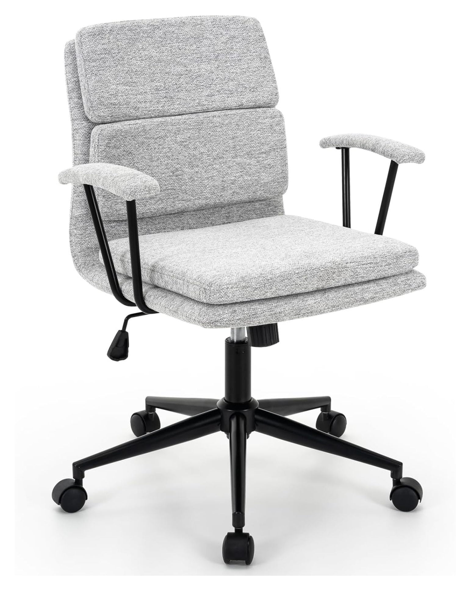 Modern Linen Office Chair with Removable Padded Armrests, Premium