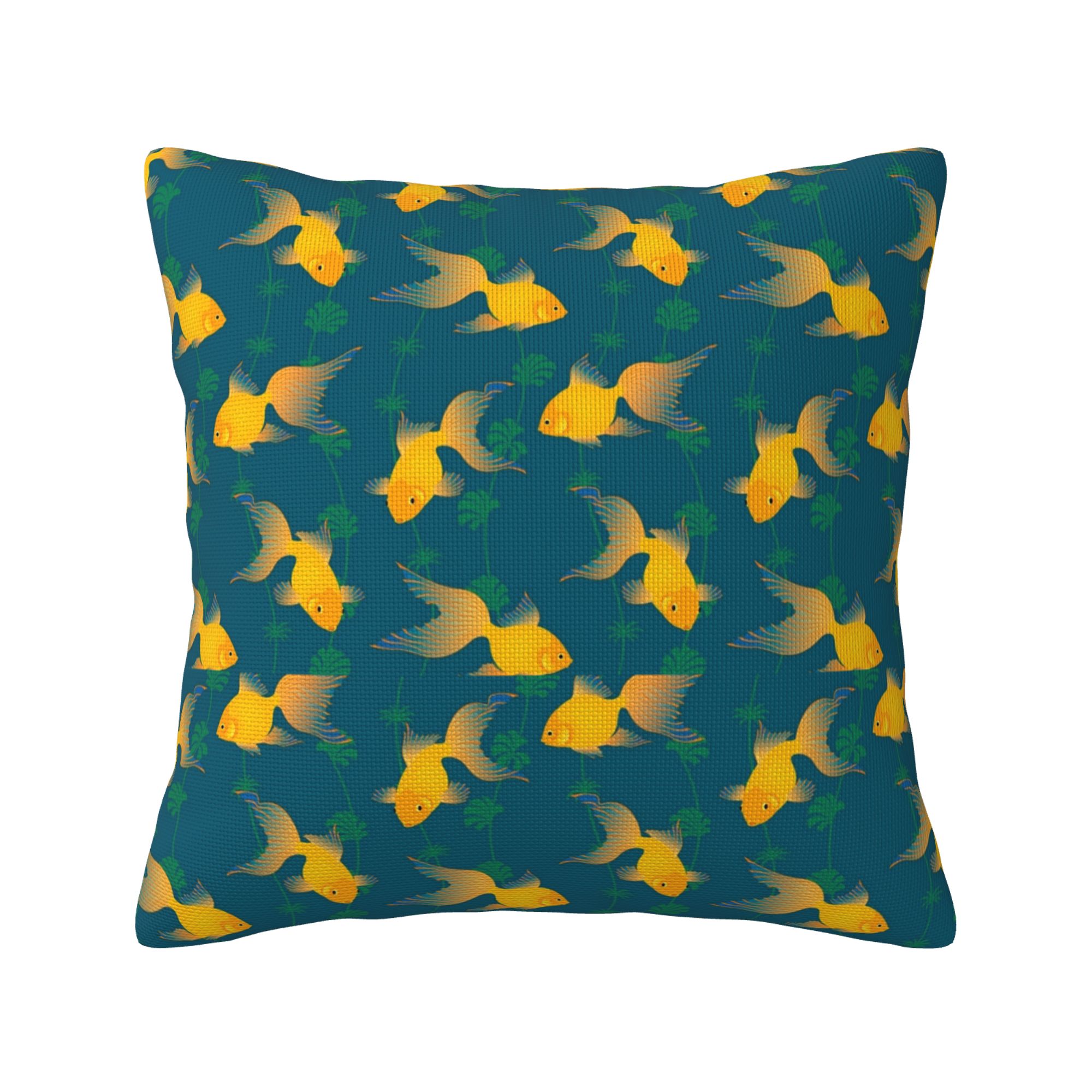 Modern Linen Throw Pillow Covers Gold Fish Pattern Pillow Covers