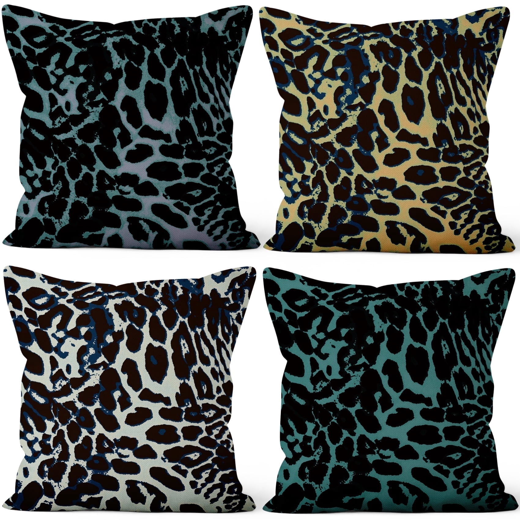 Modern Linen Throw Pillow Covers,Set of 4 20x20 Inch,Leopard Cushion Cases for Home Decor Sofa Couch Living Room Car