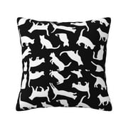 Modern Linen Throw Pillow Covers Telio Monaco Stretch ITY Knit Cat Print Pillow Covers Pillowcases Home Decor Bed Couch Sofa Office Living Room Cushion(Without Pillow Core)