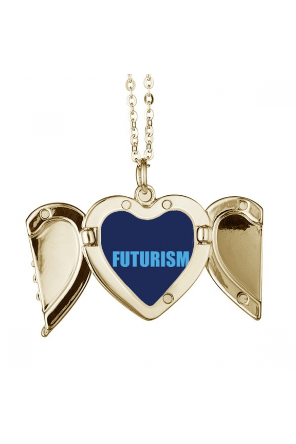 Modern Literary Trends Futurism Folded Wings Peach Heart Pendant Necklace