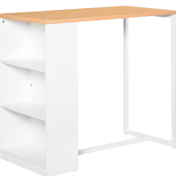 Modern Living Area Bar Table With 3 Shelf Storage, In White Finish Storage Shelves By , Fits Kitchen And Rooms