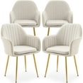 Modern Living Dining RoomArm Chairs Set of 4, Velvet MidCentury