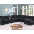 thumbnail image 1 of Modern Living Room 6pc Modular Sectional Set Dark Gray Chenille Couch Right Facing Chaise Cupholders Console Storage, 1 of 7