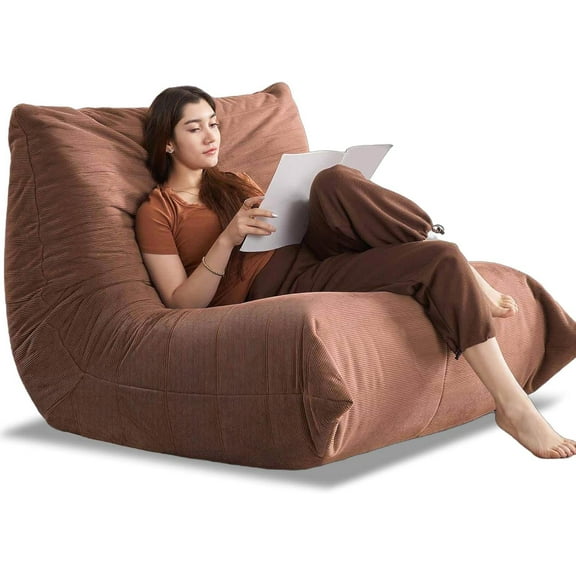 Modern Living Room, Adult Bean Bag Floor Sofa, Super Soft and Comfortable Memory Foam Lazy Sofa, Togo Recliner Furniture, Suitable for Balcony Bedroom Fireside Chair (Orange)