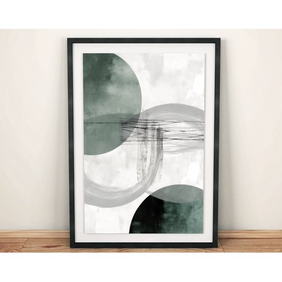 Modern Living Room Art Abstract Green Circle Poster Scandinavian Design Art Print Minimali