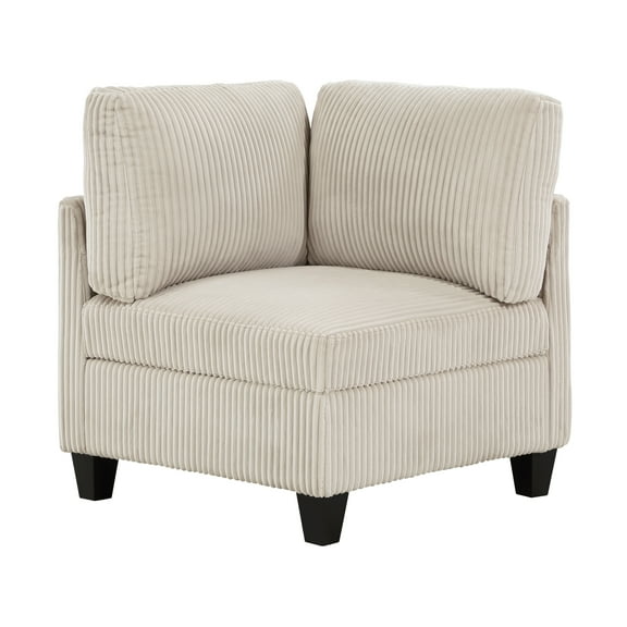Modern Living Room Furniture Beige Corner Seat with Storage Corduroy Fabric Upholstery 1pc Modular piece
