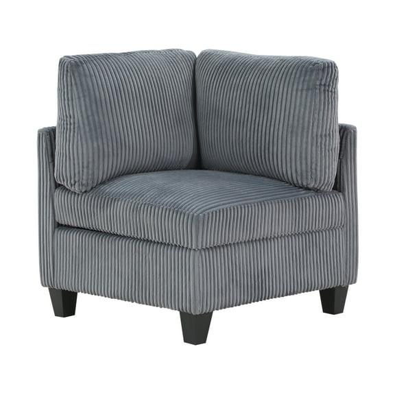 Modern Living Room Furniture Dark Gray Corner Seat with Storage Corduroy Fabric Upholstery 1pc Modular piece