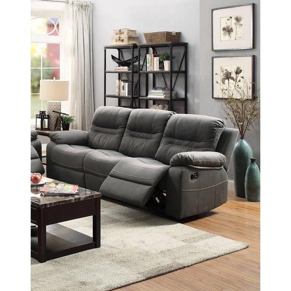 Modern Living Room Furniture With Metal Reclining & Slate Blue Breathable Covering In Cushion Back