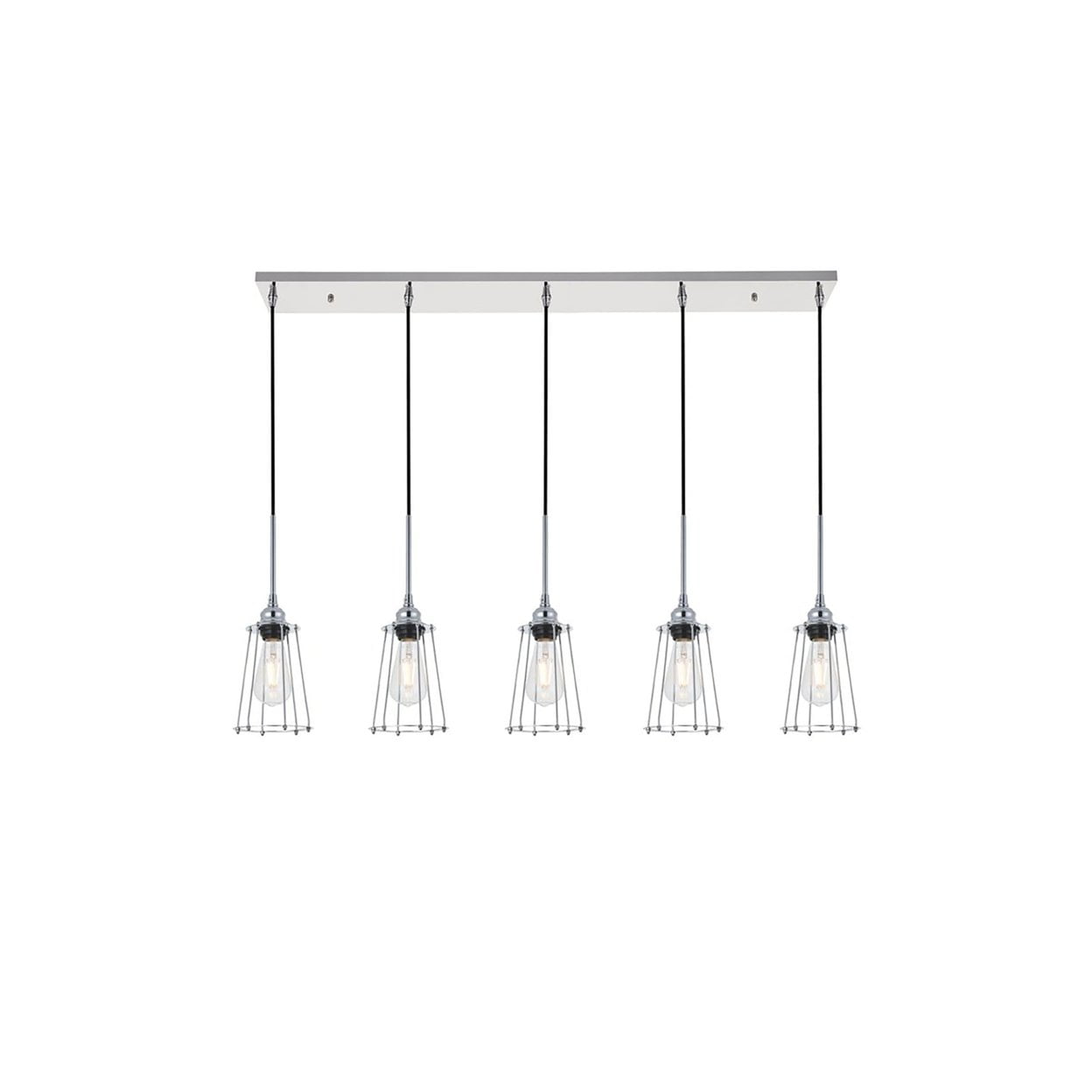 Auspice Chrome Finish 5-Light Mid-Century Modern Pendant