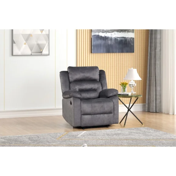 Modern Living Room Power Recliner Armchair, Fabric Tufted Sofa Chair with Plush Armrest, Pillow Top, Blue Gray