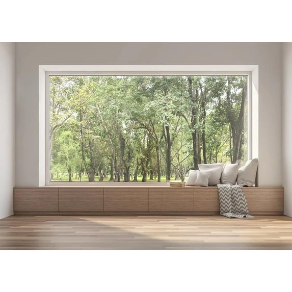 Modern Living Room Window Backdrop House Interior Green Forest Trees Scenery Nature Background Home Office Zoom Meeting Video Conference Backdrop Photo Studio Props