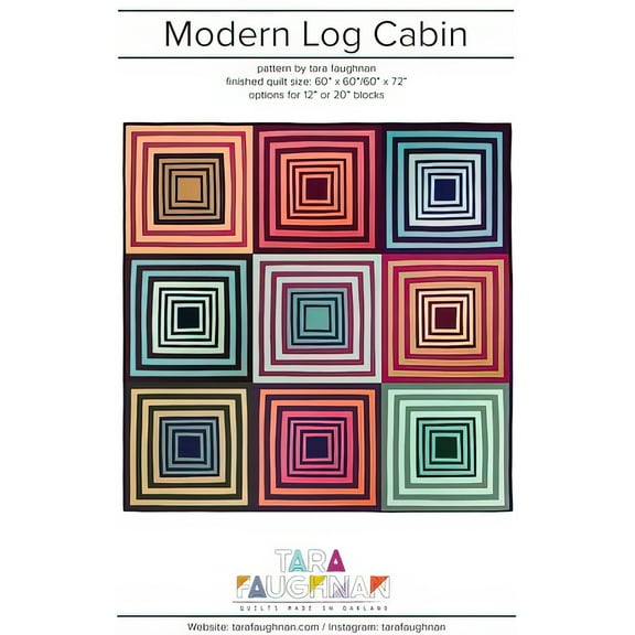 Modern Log Cabin Quilt Pattern by Tara Faughnan