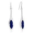 thumbnail image 1 of Modern Long Icicle Blue Lapis Inlay Sterling Silver Dangle Earrings, 1 of 5