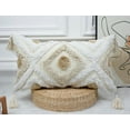 Modern Long Lumbar Throw Pillow Cover 12 x 24,Cotton and Linen Tufted