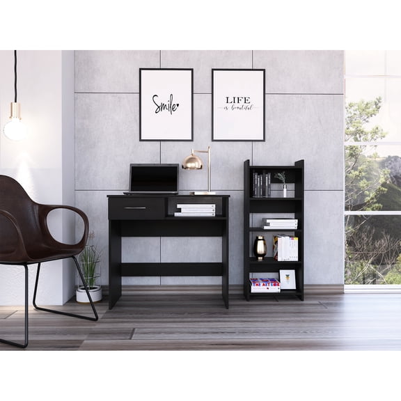 Modern Look - Desk and Bookcase Ensemble - Bedroom Use - Five Shelf Bookcase