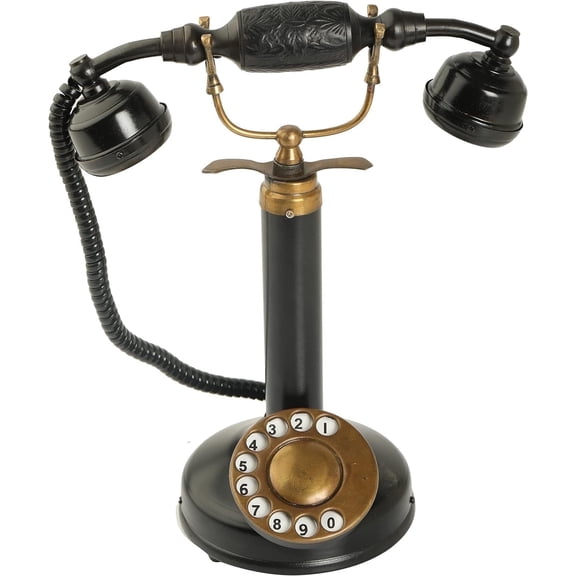 DECOR ANTIQUE Modern Look Old Retro Candlestick Phone Handmade Rotary Dial Telephone Home & Office Decor