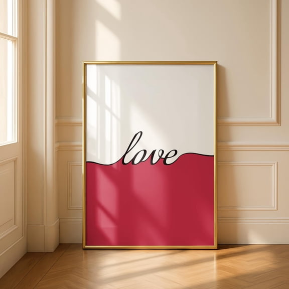 Modern Love Script Red Typography Poster