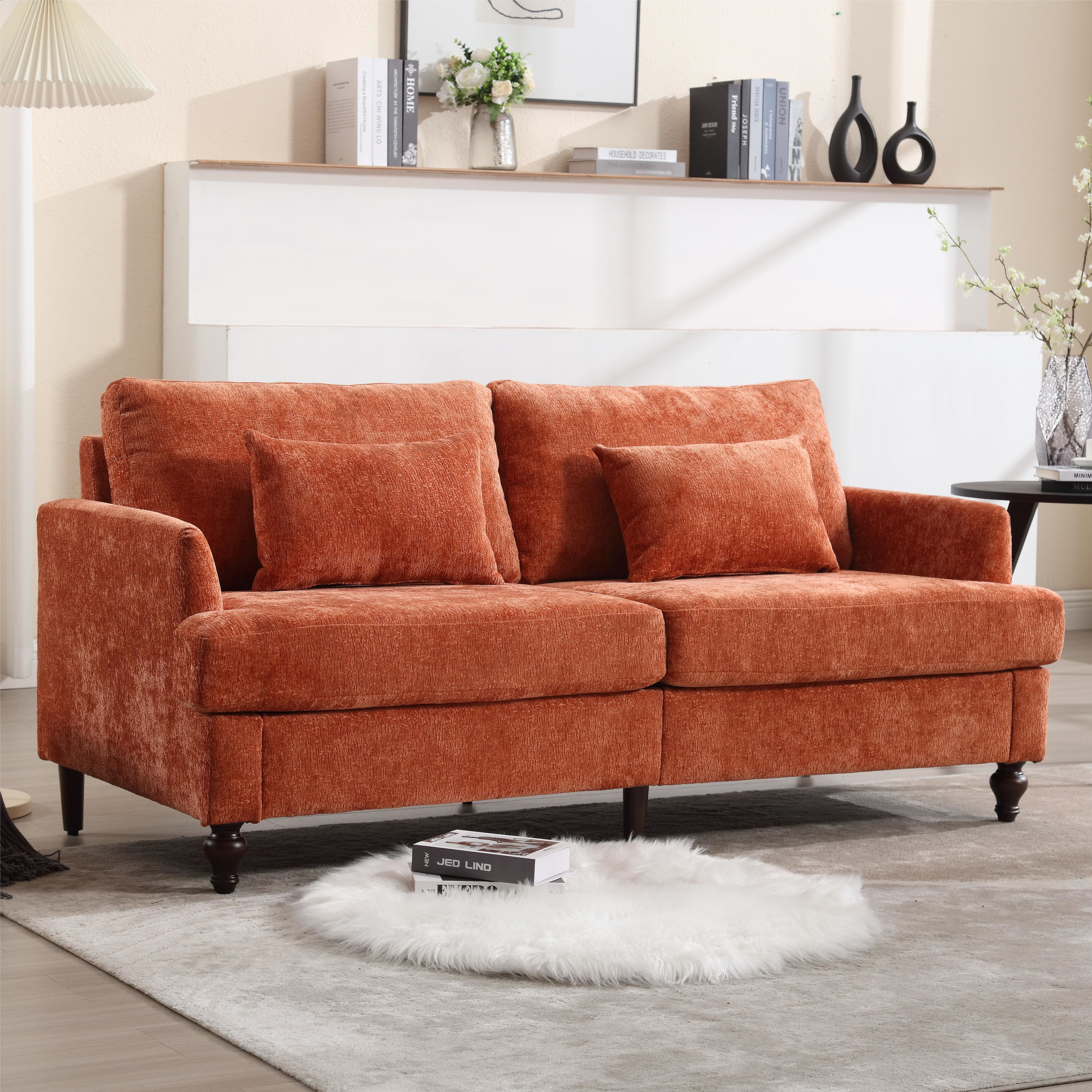 Bianlte Modern Sofa 68 Orange Chenille Walmart