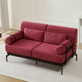 thumbnail image 1 of Modern Loveseat Sofa 59" Red Chenille 2-Seater with USB Ports and Cylindrical Armrests for Living Room, 1 of 4