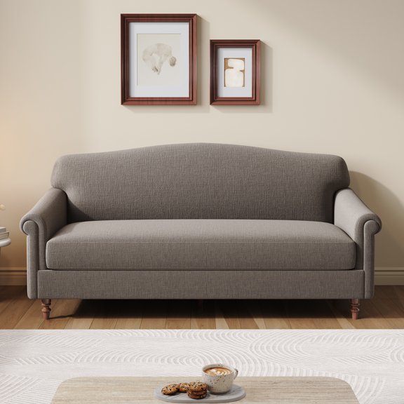 Modern Loveseat Sofa 77.5" 2-seater Couch Upholstered Loveseat with Rolled Arms for Living Room, Reading Corner and Small Spaces, Brown