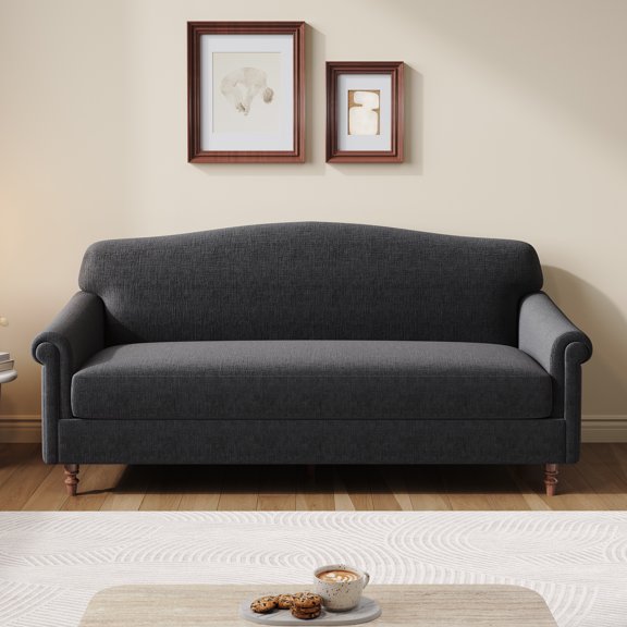 Modern Loveseat Sofa 77.5" 2-seater Couch Upholstered Loveseat with Rolled Arms for Living Room, Reading Corner and Small Spaces, Grey