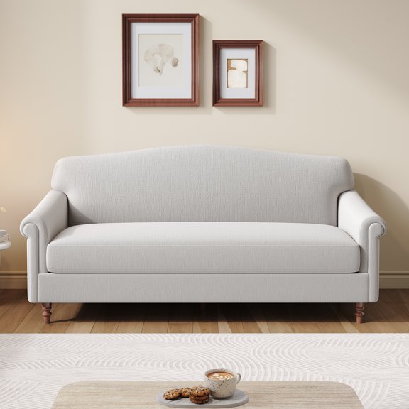 Modern Loveseat Sofa 77.5" 2-seater Couch Upholstered Loveseat with Rolled Arms for Living Room, Reading Corner and Small Spaces, Light Grey