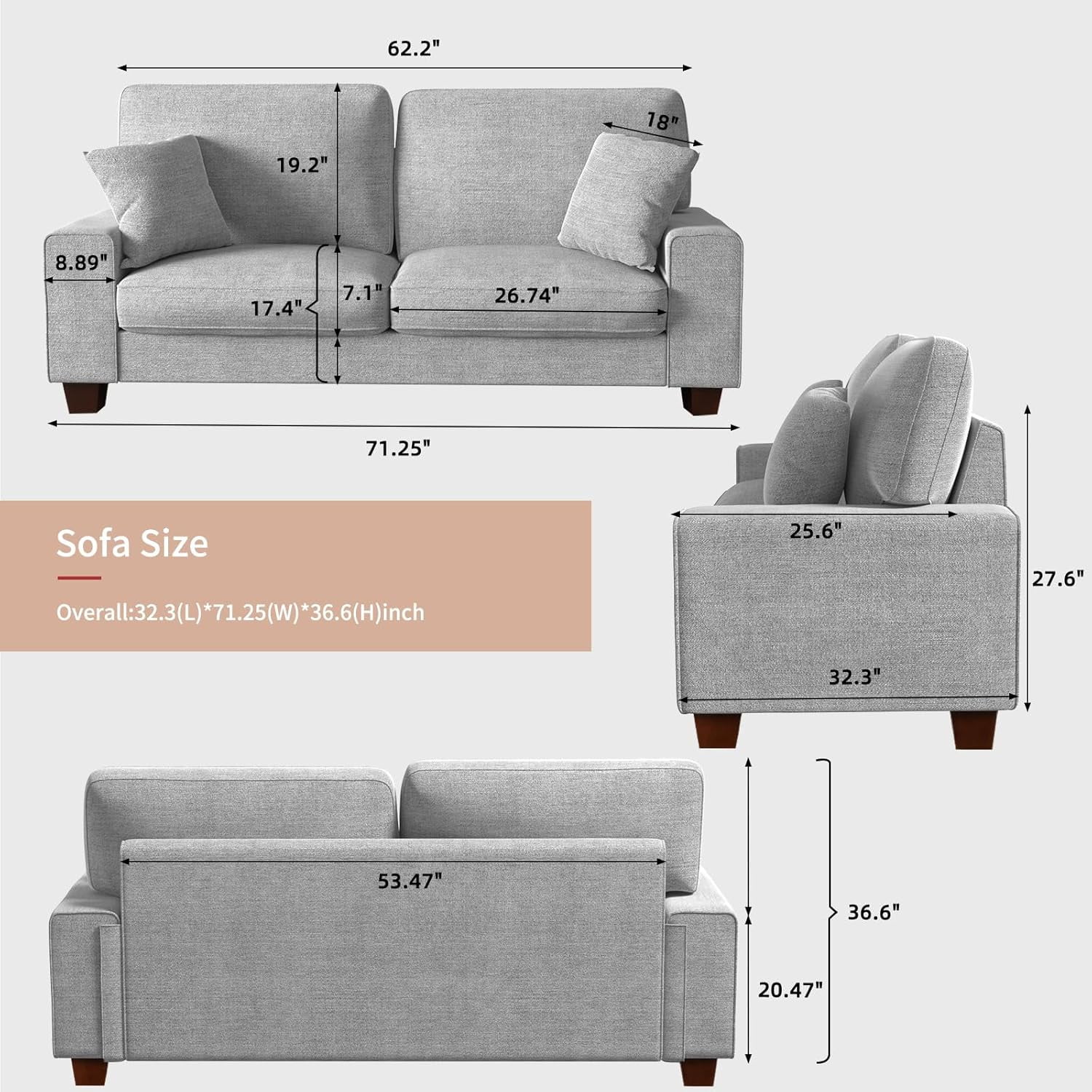 Modern Loveseat Sofa, Chenille Recliner, Removable Cover, Spring ...