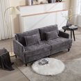 thumbnail image 1 of Modern Loveseat Sofa, Chenille Upholstered 2-Seat Sofa Couch with Rubber Wood Legs and 2 Pillow, Comfy Cloud Sofa Couch for Apartment Bedroom Office Club, Gray, 1 of 9