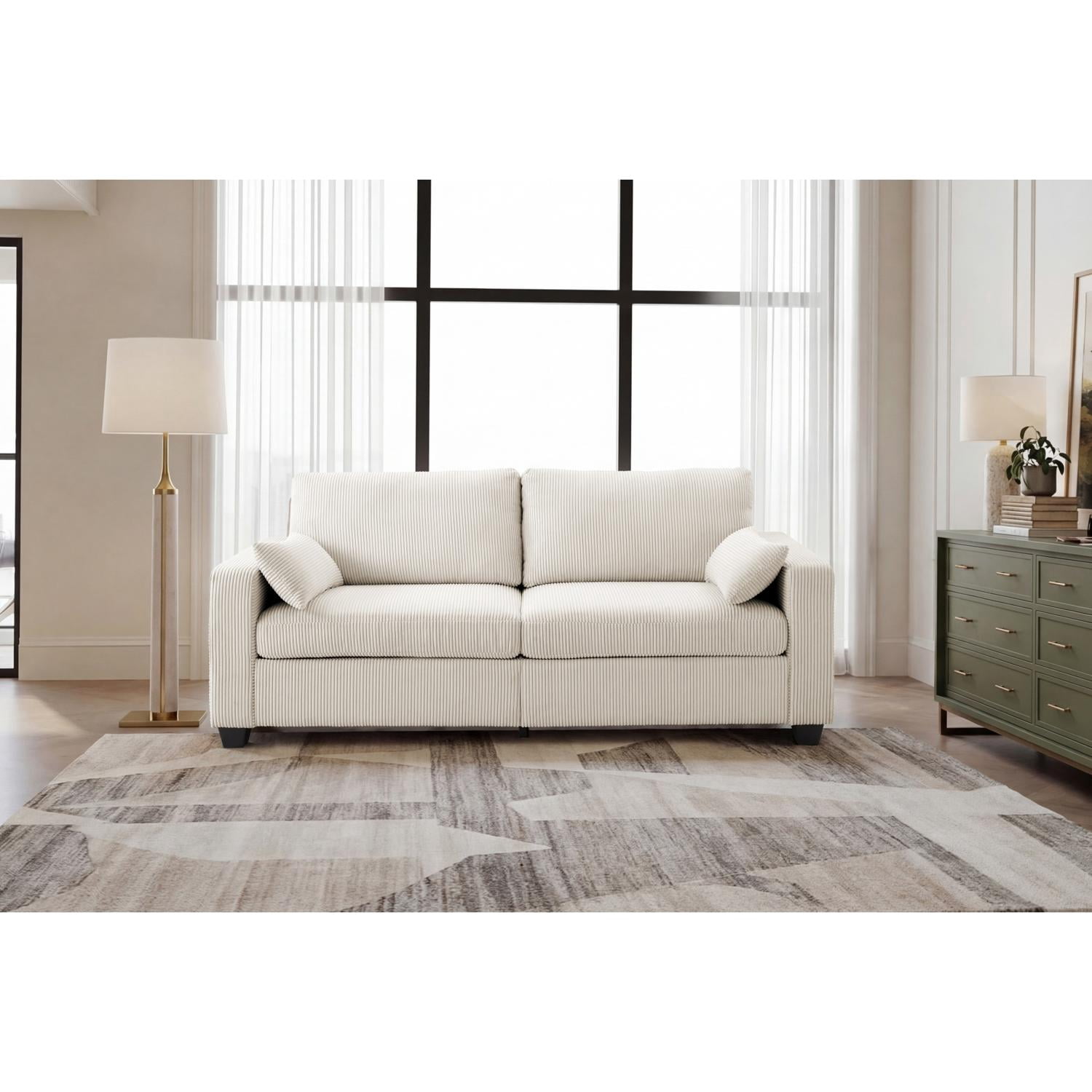 Modern Loveseat Sofa for Living Room, Removable Washable Cover with Pocket Spring Cushions and Solid Wood Frame, 79 Inch 2-Seater Couch for Small Space Apartment, Beige