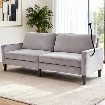 Modern Loveseat Sofa for Living Room, Linen Recliner with Removable Cover, Spring Cushions, Solid Wood Frame, Easy Assembly for Small Spaces, Gray