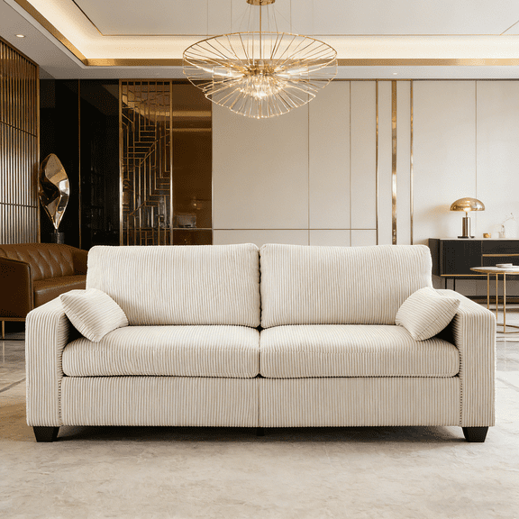 Modern Loveseat Sofa for Living Room with Removable Cover - Spring Cushions, Solid Wood Frame, Wide Armrest, Space-Saving Design for Small Spaces