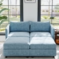 thumbnail image 1 of Modern Loveseat Sofa with Deep Seat & Storage Ottoman,Chenille Chaise Longue Sofa Bed for Small Spaces,Living Room,Bedroom,Antique Blue, 1 of 8