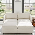 thumbnail image 1 of Modern Loveseat Sofa with Deep Seat & Storage Ottoman,Chenille Chaise Longue Sofa Bed for Small Spaces,Living Room,Bedroom,Beige, 1 of 8
