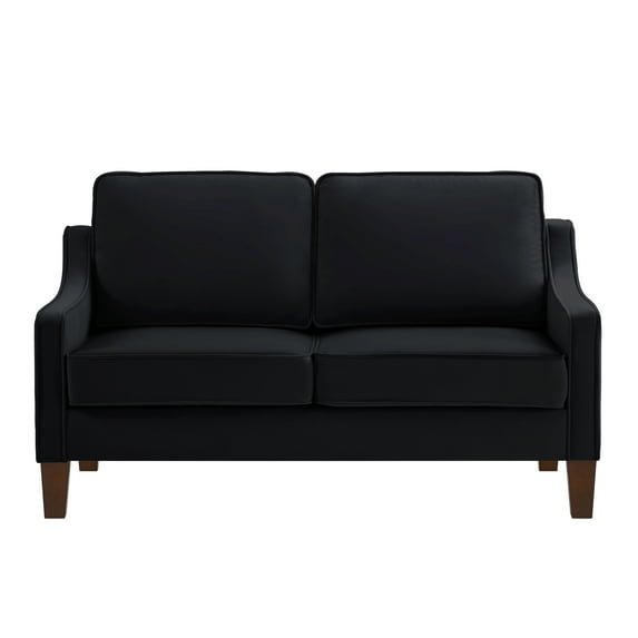 Modern Loveseat sofa for Living Room, Upholstered Velvet Small Couch with Wooden Legs for Livingroom Bedroom