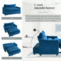 Modern Loveseats Convertible Sofa Bed, 3-in-1 Multi-Functional Velvet Sleeper Couch Pull-Out Bed, 47'' Loveseat Chaise Lounge with Adjustable Backrest , Living Room, Small Space,Farmhouse Loveseats