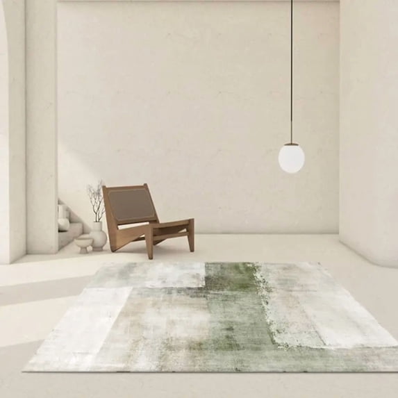 H&D Modern Low Pile Area Rug, Green, Square, 5*8, Washable, Non-Slip