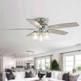 thumbnail image 1 of 52" Modern Glass Shade Flush Mount Ceiling Fan with Remote and Light, Chrome Low Profile Chandelier Ceiling Fan, 1 of 13