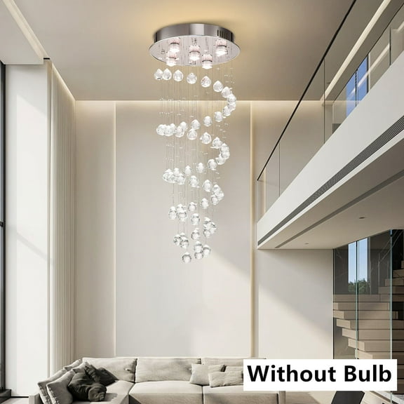 Modern Luxury Crystal Chandelier LED Rain Drop Spiral Ceiling Light Pendant Lamp Without Bulb