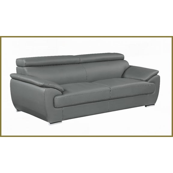 Modern Luxury Genuine Leather 3-Seat Sofa for Living Room Kiln-Dried Hardwood Frame & Stainless Steel Legs