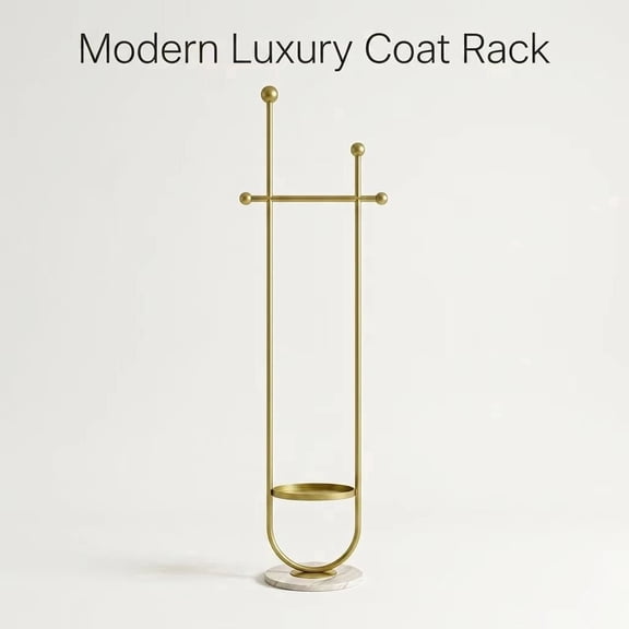 Modern Luxury Gold Coat Rack with White Base, Freestanding Garment Rack with Storage Tray for Entryway Bedroom