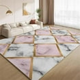thumbnail image 1 of Modern Luxury Gold Pink Geometry Area Rug, Abstract Gray Black Marble Rug, Room Decor Aesthetic Carpet Home Decor Washable Rugs For Living Room Bedroom Dining Dorm Room 2 x 3ft, 1 of 6