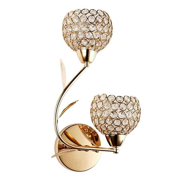 Modern Luxury Metal Crystal Wall Sconce, Bedside Wall Lamp Lighting Fixture for Living Room Bedroom Bathroom Stairs - Golden_Right