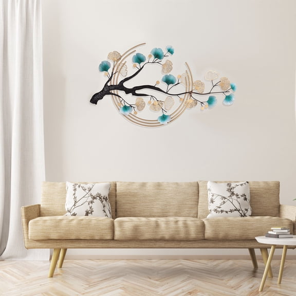 Modern Luxury Metal Wall Nature Art Decor 3D Ginkgo Tree Leaf Metal Art decor for Living Rooms, Bedrooms