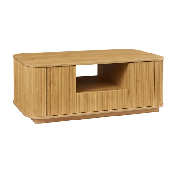 Modern Luxury Oval Coffee Table with Storage, Curved Design
