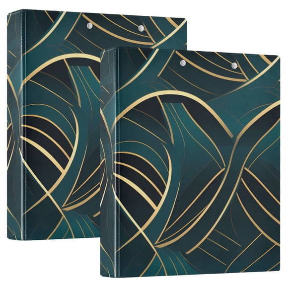 Modern Luxury Pattern Hardcover 3 Ring Binder 1.5” Round Rings Letter Size Paper Pockets for School Office Supplies